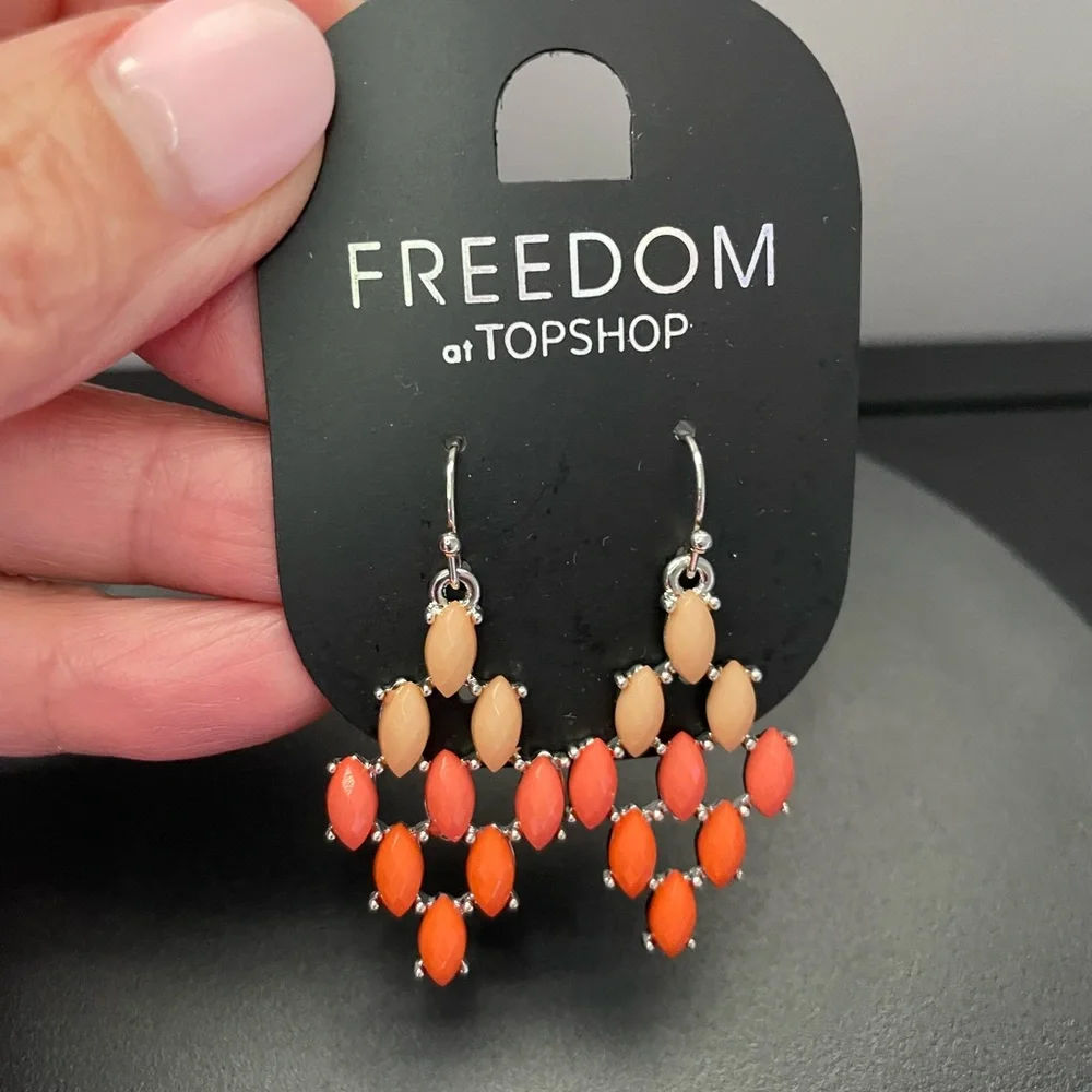 Freedom at Top Shop Earrings Orange/Silver  1 1/2”
